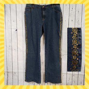 Vintage Andre Bini Gold buttons and embellishments on  sides stretch jeans